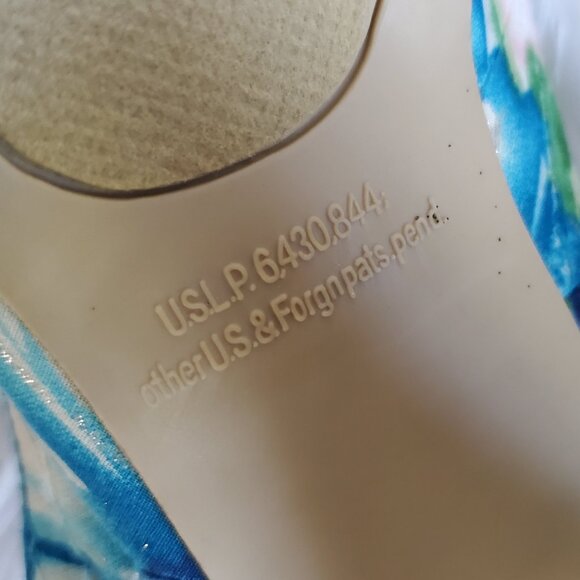 Rampage Primrose Blue Flower Print with Floral Embellishment Heels SZ 8 - Picture 11 of 14